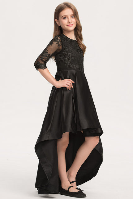 Robe Dentelle En Satin Noir Chic - gallery 2
