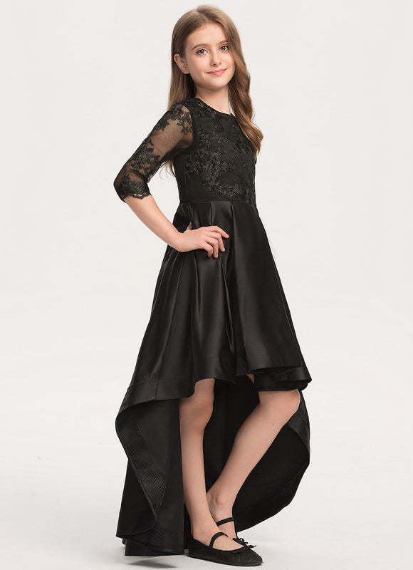 Robe Dentelle En Satin Noir Chic - gallery 2