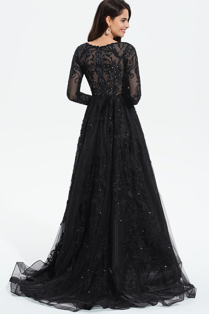 Robe Dentelle De Soirée Scintillante - gallery 4