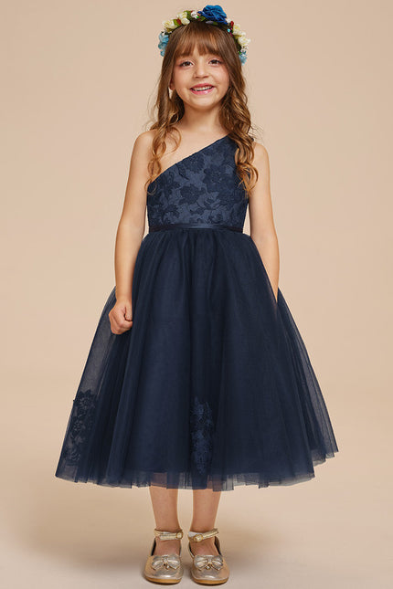 Robe Dentelle Asymétrique Tulle Fleuri - gallery 3