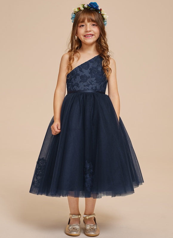 Robe Dentelle Asymétrique Tulle Fleuri - gallery 3