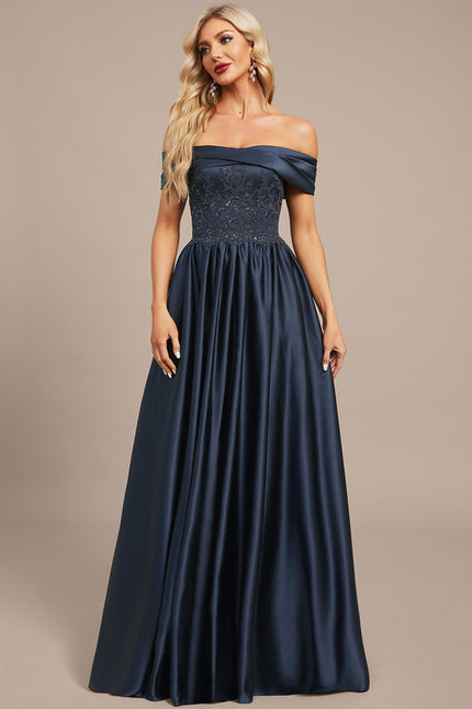 Robe Dentelle Satinée Évasée - gallery 4