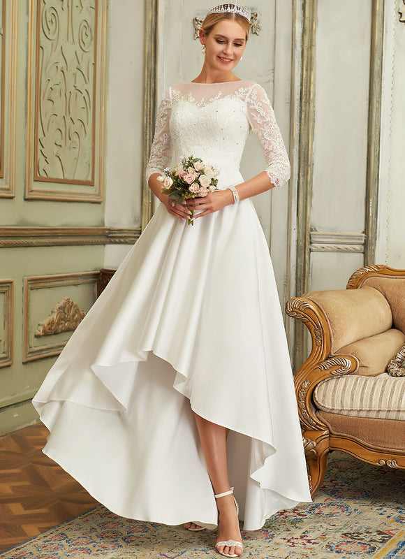 Robe Dentelle Asymétrique Satinée