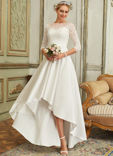 Robe Dentelle Asymétrique Satinée