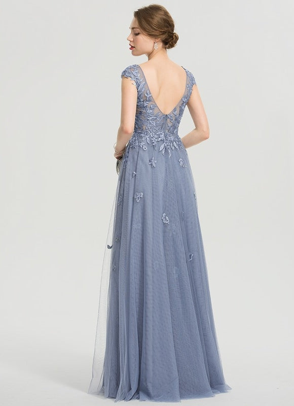 Robe Dentelle Grise Élégante - gallery 8