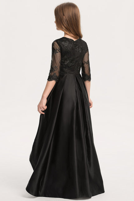 Robe Dentelle En Satin Noir Chic - gallery 1
