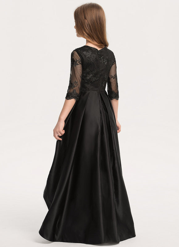 Robe Dentelle En Satin Noir Chic - gallery 1