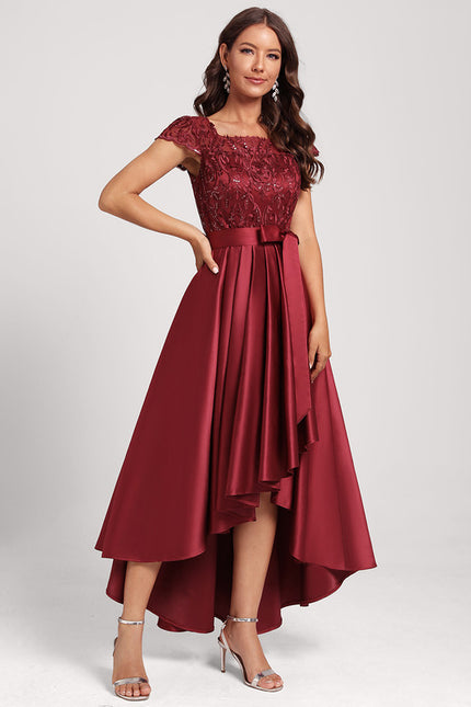 Robe Dentelle Chic Asymétrique Satin - gallery 3