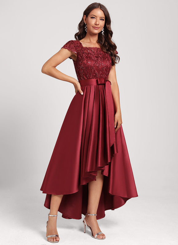 Robe Dentelle Chic Asymétrique Satin - gallery 3