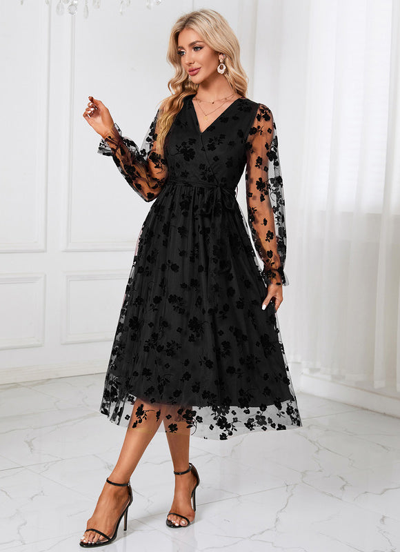 Robe Dentelle Tulle Floral Élégante - gallery 1