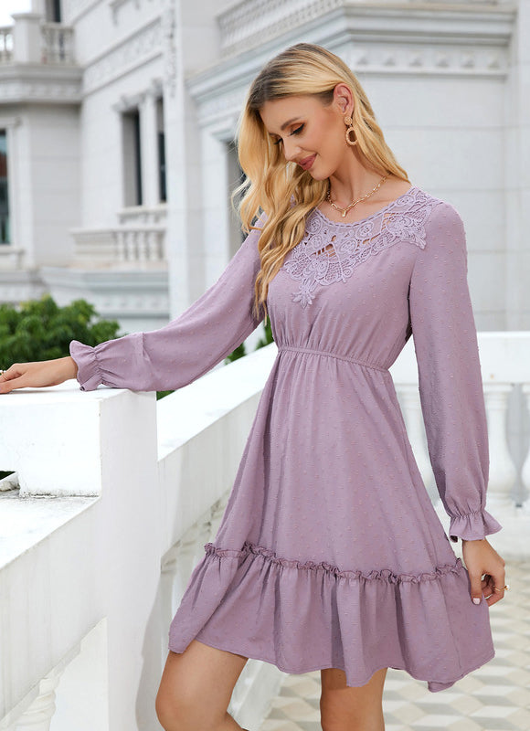 Robe En Dentelle Bleu Marine - gallery 1