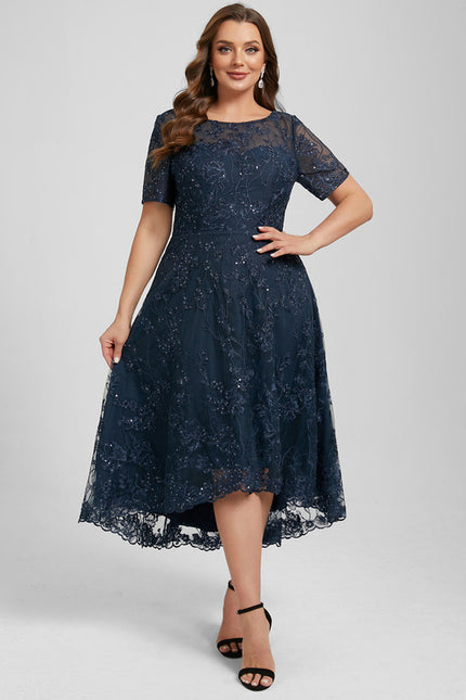 Robe Dentelle Pailletée Marine - gallery 9