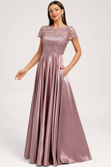 Robe Dentelle Satin Mauve