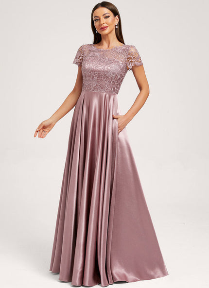 Robe Dentelle Satin Mauve