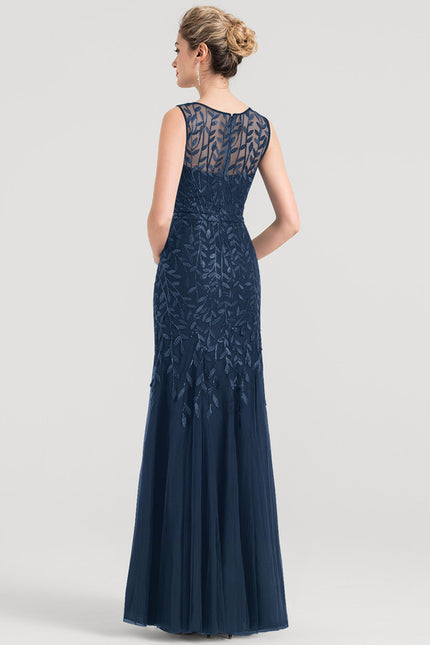 Robe Dentelle Marine Pailletée - gallery 1