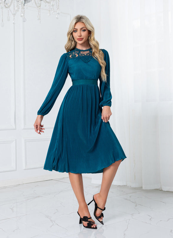 Robe Dentelle Midi Plissée Chic - gallery 5