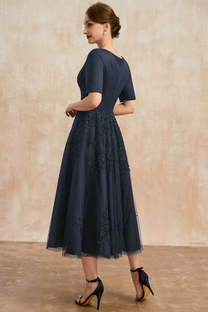 Robe Dentelle Marine Élégante - gallery 5