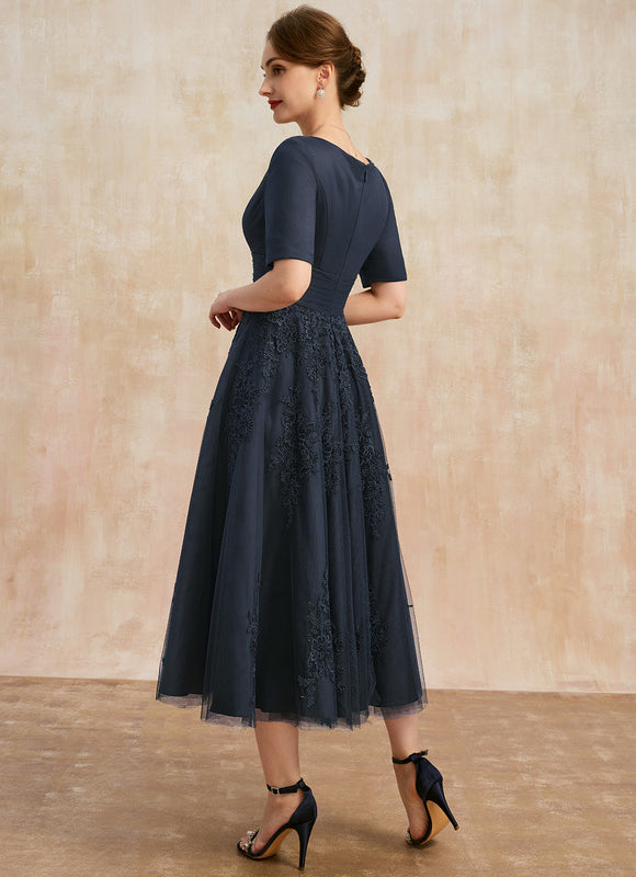 Robe Dentelle Marine Élégante - gallery 5