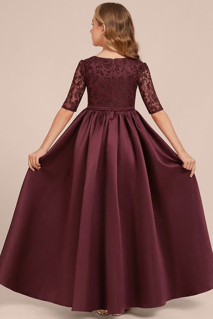 Robe Dentelle Satin Bordeaux - gallery 6