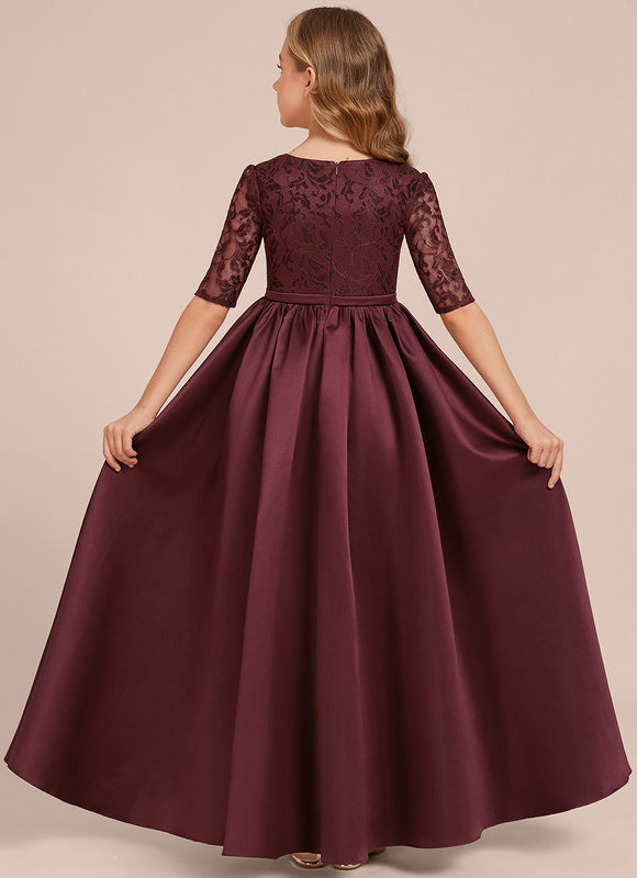 Robe Dentelle Satin Bordeaux - gallery 6