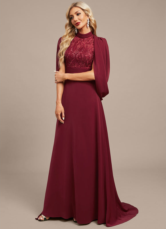 Robe Dentelle Soirée Col Haut - gallery 7