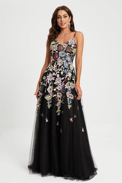 Robe Dentelle Florale En Tulle - gallery 2