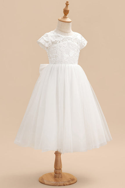Robe Dentelle Tulle Blanc Festif - gallery 2