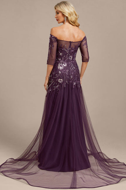 Robe Dentelle Violette Ornée - gallery 6