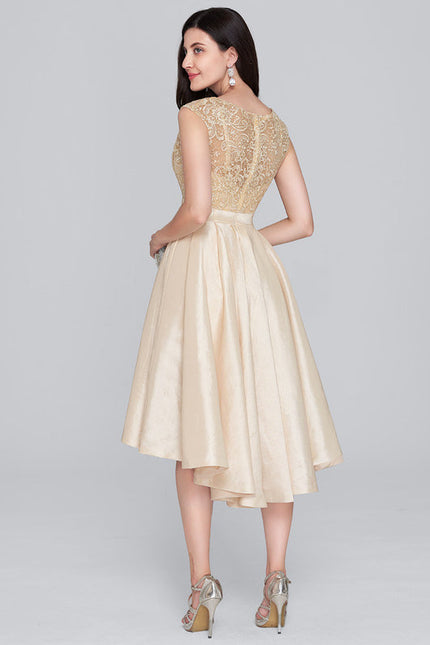 Robe Dentelle Satinée Dorée - gallery 3