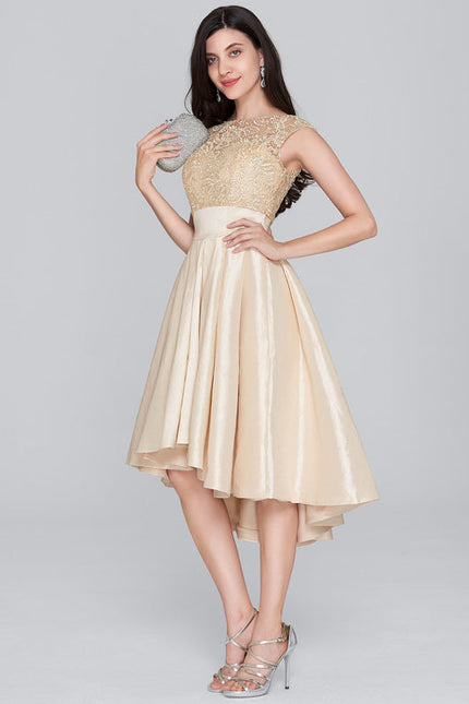 Robe Dentelle Satinée Dorée - gallery 2