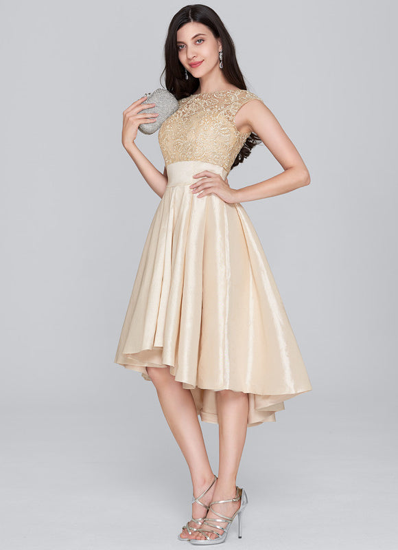 Robe Dentelle Satinée Dorée - gallery 2