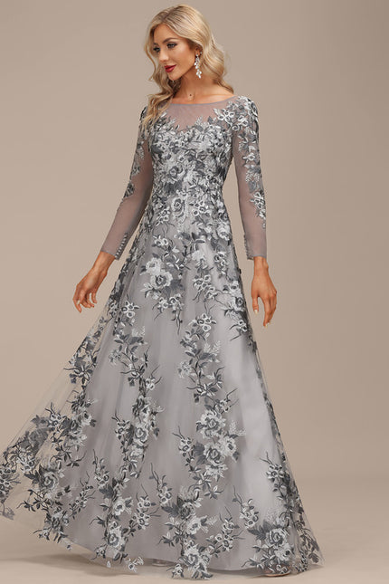 Robe Dentelle Florale Grise - gallery 3