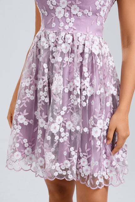 Robe Dentelle Lilas Brodée - gallery 8