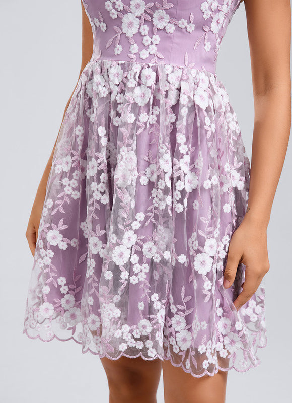 Robe Dentelle Lilas Brodée - gallery 8