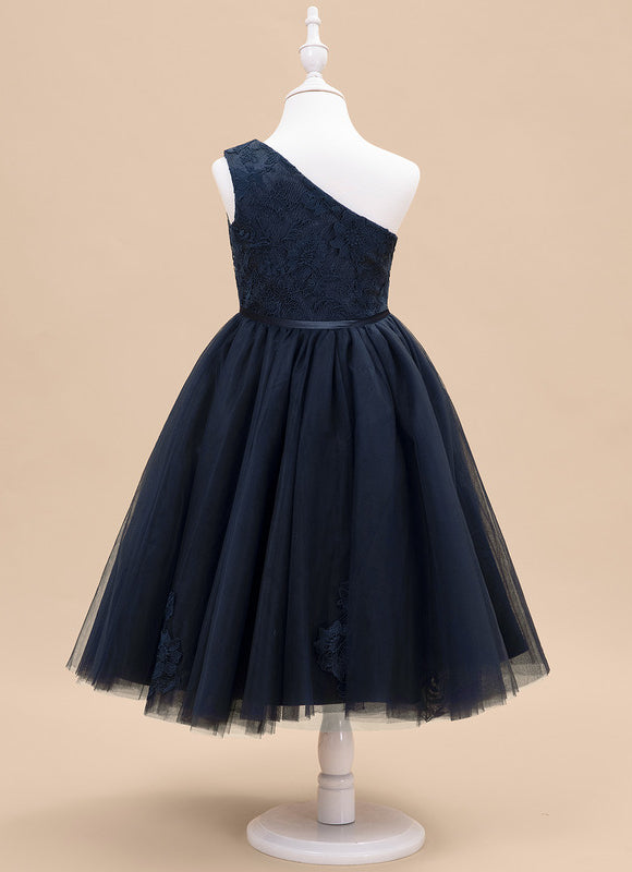 Robe Dentelle Asymétrique Tulle Fleuri - gallery 4