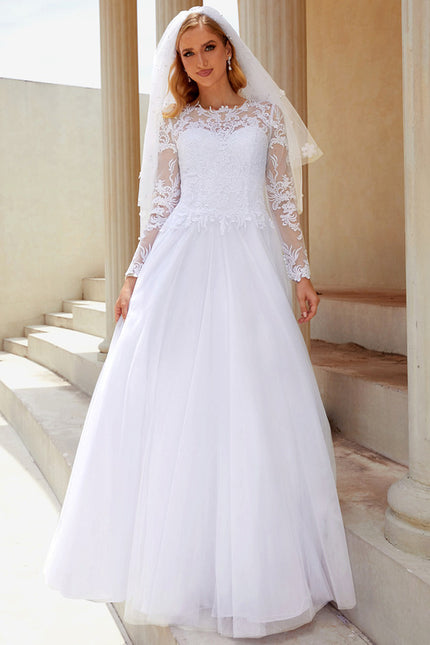 Robe Dentelle Classique Tulle Élégant - gallery 1