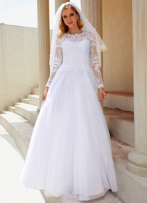 Robe Dentelle Classique Tulle Élégant - gallery 1