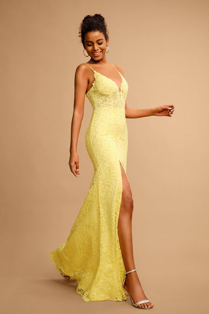 Robe Dentelle Dentelle Jaune - gallery 5