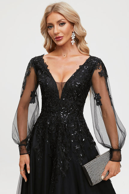 Robe Dentelle De Soirée Scintillante - gallery 4