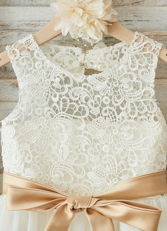 Robe Dentelle Enfant Écrue Satinée - gallery 6