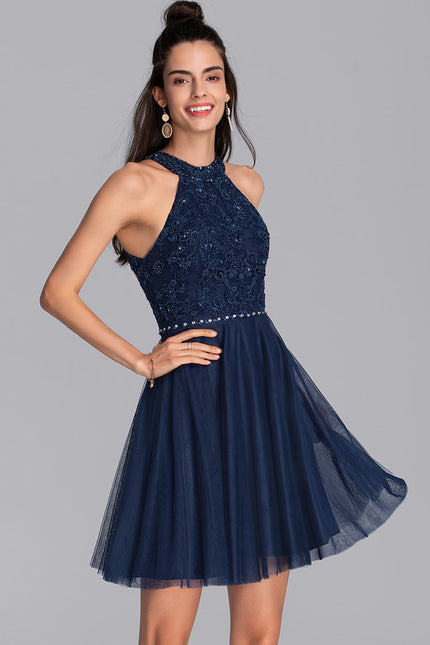 Robe Dentelle Tulle Navy - gallery 1