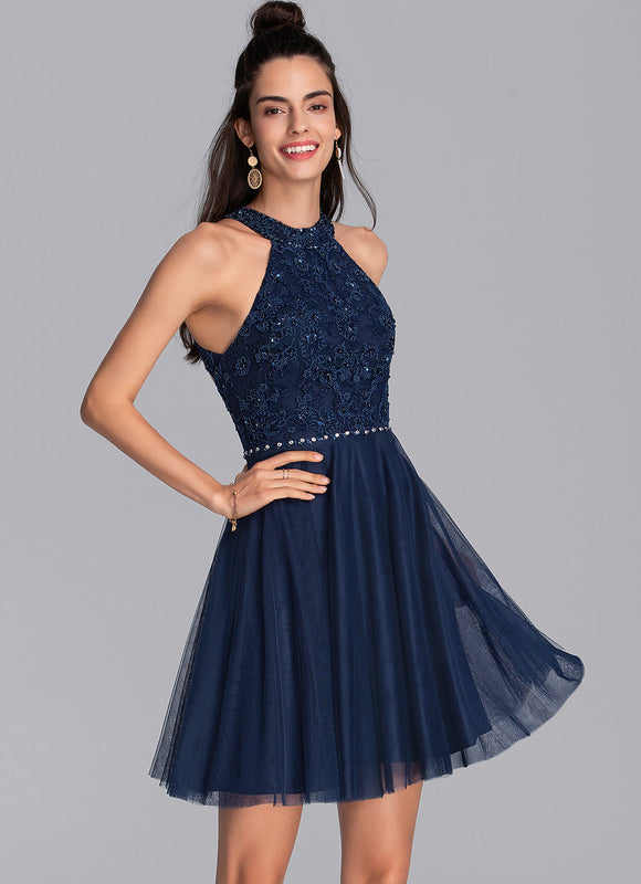 Robe Dentelle Tulle Navy - gallery 1