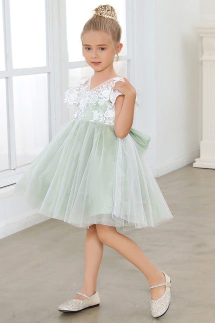 Robe Dentelle Tulle Vert Pâle - gallery 4