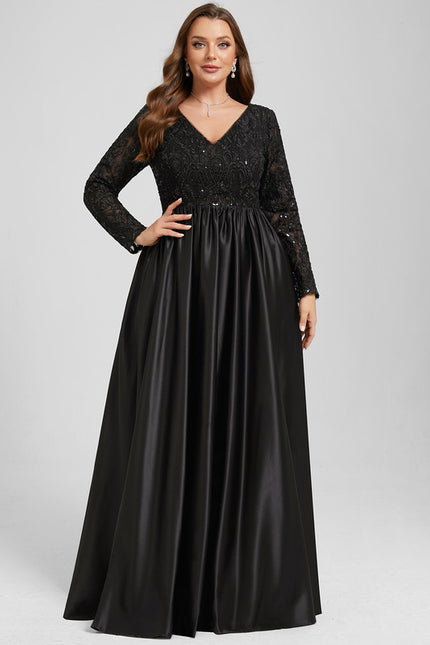 Robe Dentelle Noire Satinée - gallery 8