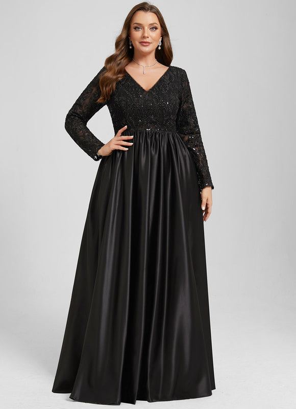 Robe Dentelle Noire Satinée - gallery 8
