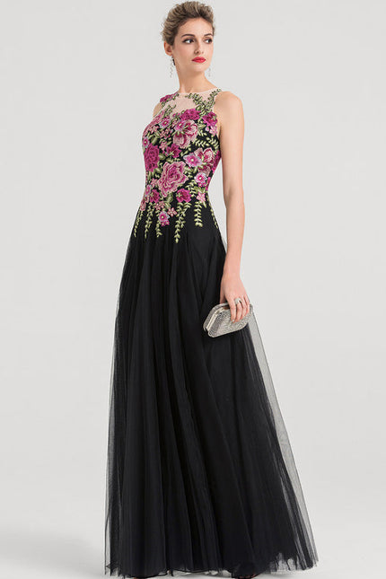 Robe Dentelle Tulle Noir Floral