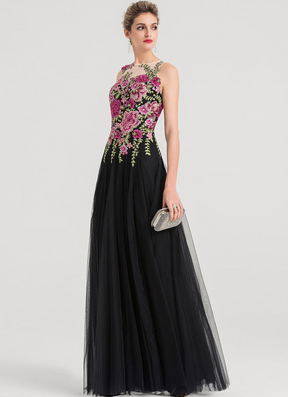 Robe Dentelle Tulle Noir Floral
