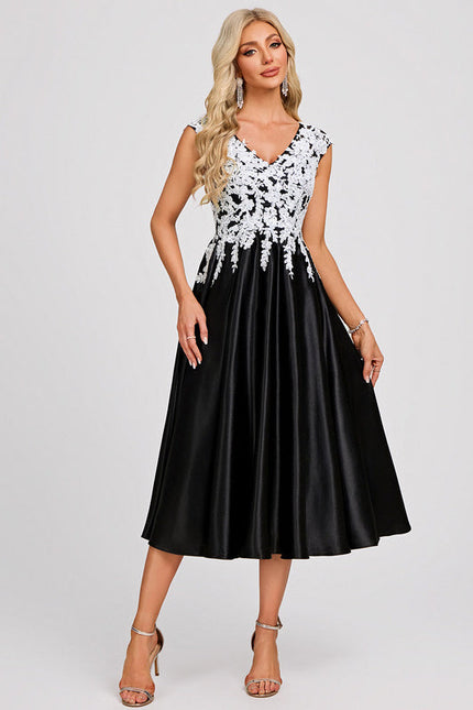 Robe Dentelle Satin Contrastée - gallery 2