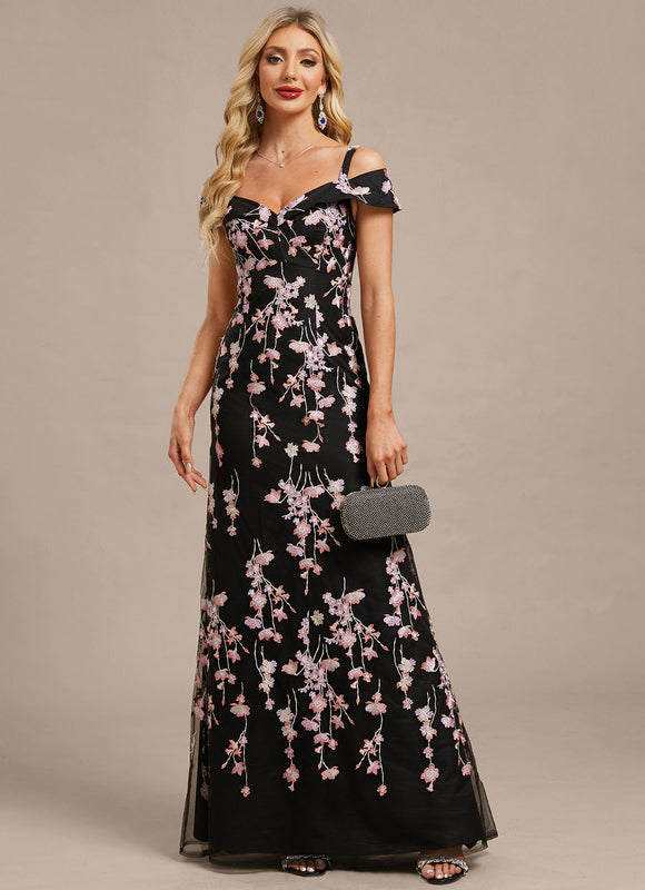 Robe Dentelle Florale Noire