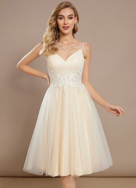 Robe Dentelle Tulle Paillettes Ivoire - gallery 1